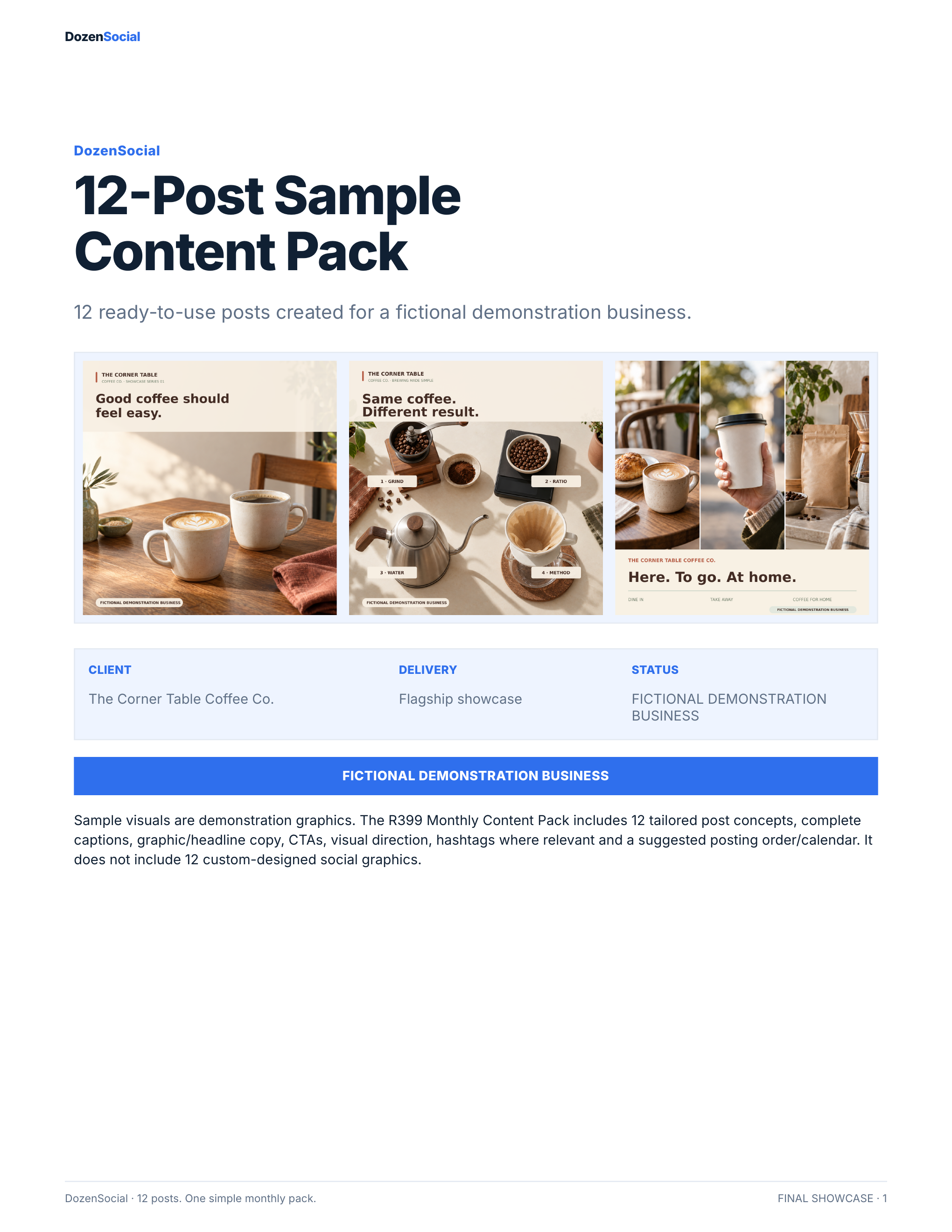 The Corner Table fictional sample Content Pack cover